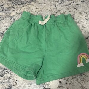 Vibrant Green Kids Shorts with Rainbow Accent